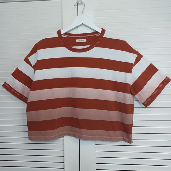 Madewell Tee Shirt Ombre Stripe Dip Dye Oversized Boyfriend Womens X Small - Picture 4 of 7